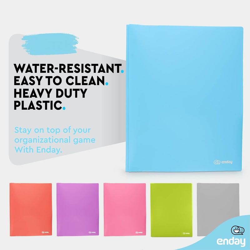 Enday Plastic Folders With Pockets And Prongs Blue - Two Pocket Folder With Brads - 3 prong Folders With Pockets For Letter Size Sheets, Also Available in Purple, Green, Red, Pink, and Grey, 24 Pc –by - Image 4